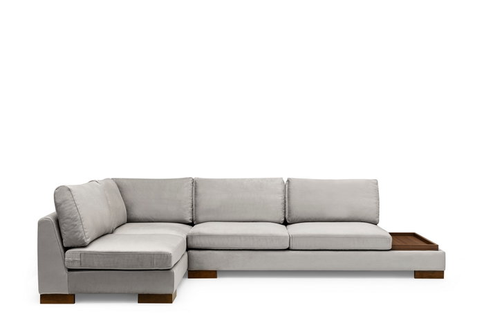 Atelier Del Sofa Sofá Esquinero Izquierdo con Puf - Gris Claro